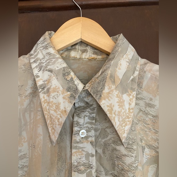 SOLD | Vintage Light Forest Print Long-Collar Button Down Shirt - Picture 2 of 7